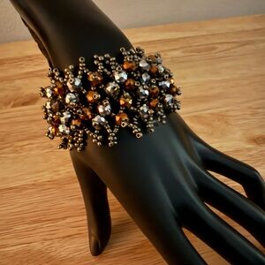 Elegant Gold and Brown Beaded Bracelet